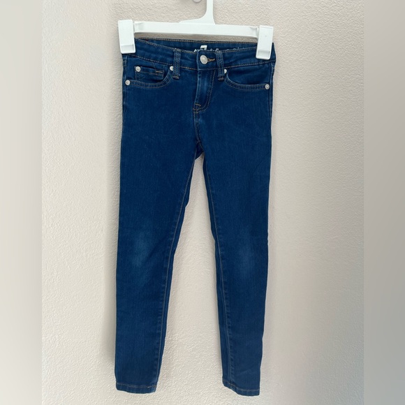 7 FOR ALL MANKIND Girls Kids Medium Wash Stretch Denim The Skinny Jeans Size 7 - Picture 2 of 12
